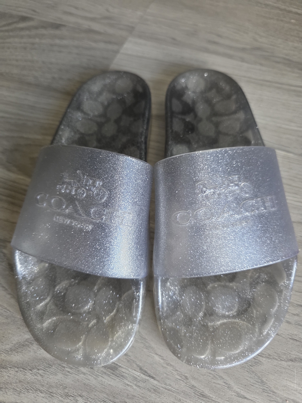 🩶Coach Ulyssa Jelly Slide🤍Silver Glitter
